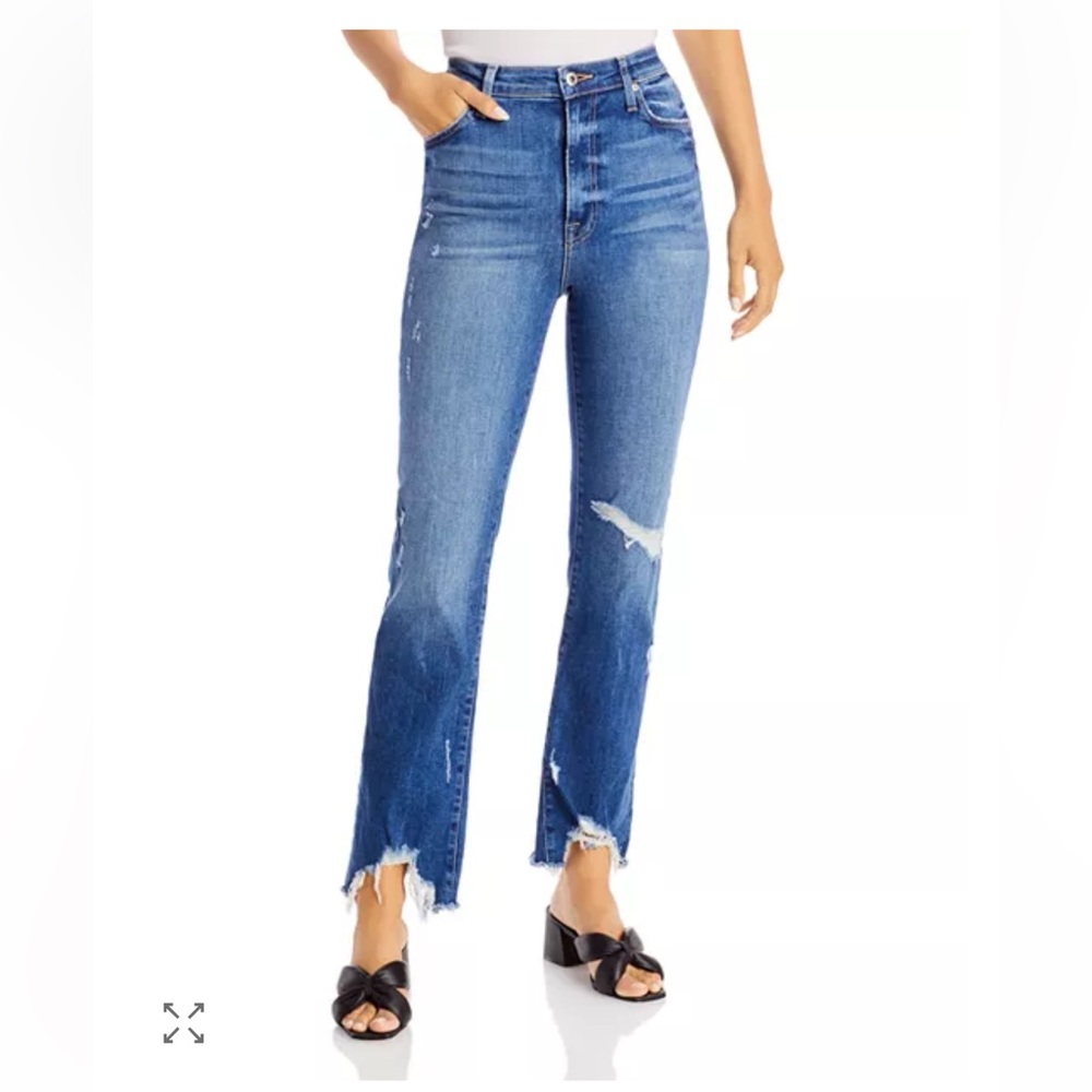 Jonathan Simkhai River High Rise Straight Jeans in Distressed Atlantic size 24